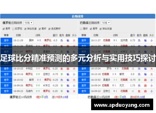 足球比分精准预测的多元分析与实用技巧探讨
